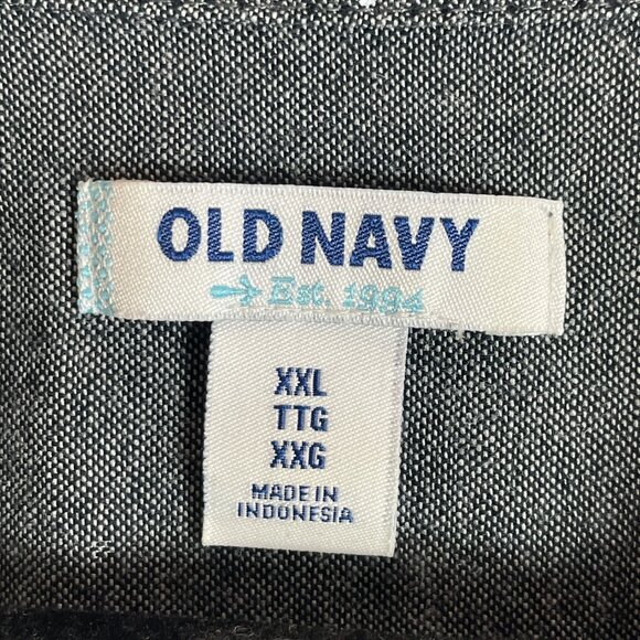 Old Navy Womens Plus XXL Gray Polka Dot Long Sleeve Button Up Shirt Cotton Top - Picture 3 of 8